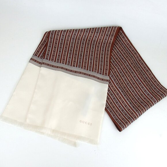 Authentic GUCCI long scarf silk [Used] - Picture 1 of 10
